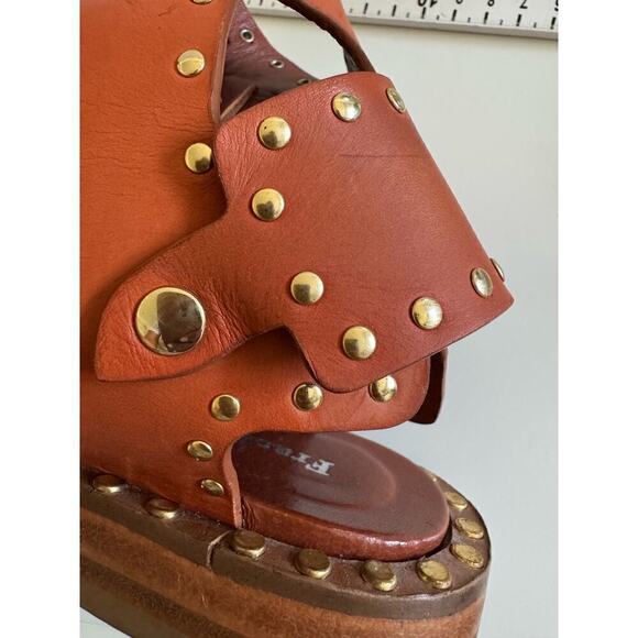 Frankie Segal Sandals Gladiator Studded Cognac Tan Gold Leather Retail$495 Sz 36 - Picture 10 of 10